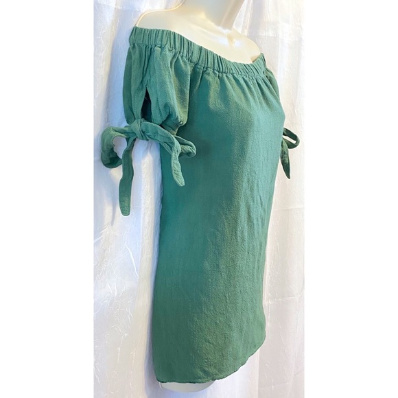 Flirty Lulus Green Off Shoulder Tie Top sz: S - Picture 6 of 8